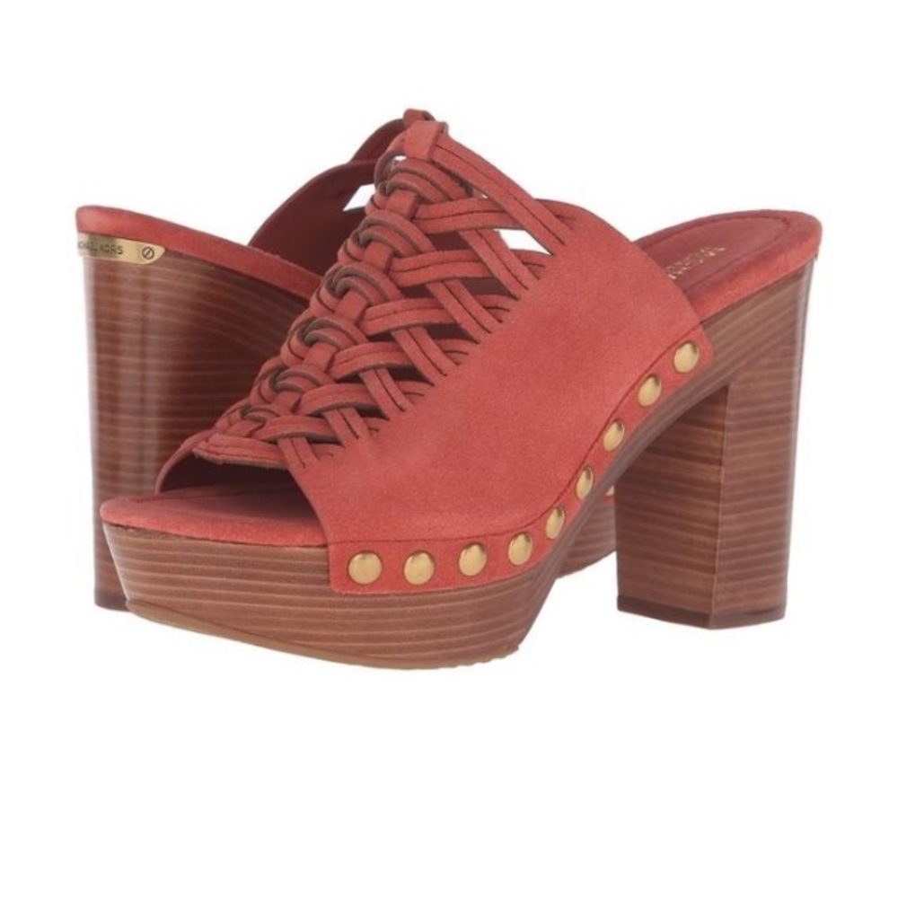 Michael Kors Rust Platform Sandals Suede Chunky